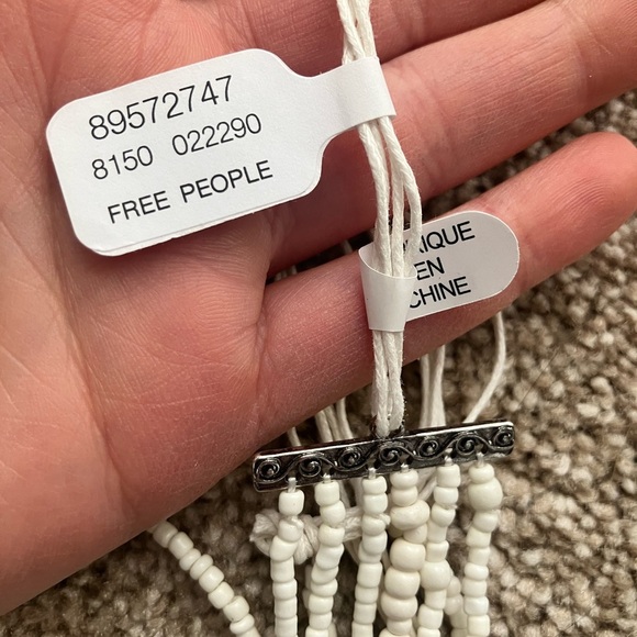 Free People Multiple White Beaded Layered Necklace NWT - Picture 4 of 5